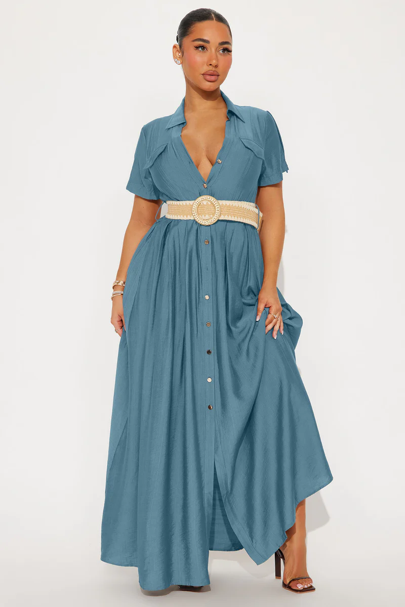 Laurel Linen Maxi Shirt Dress