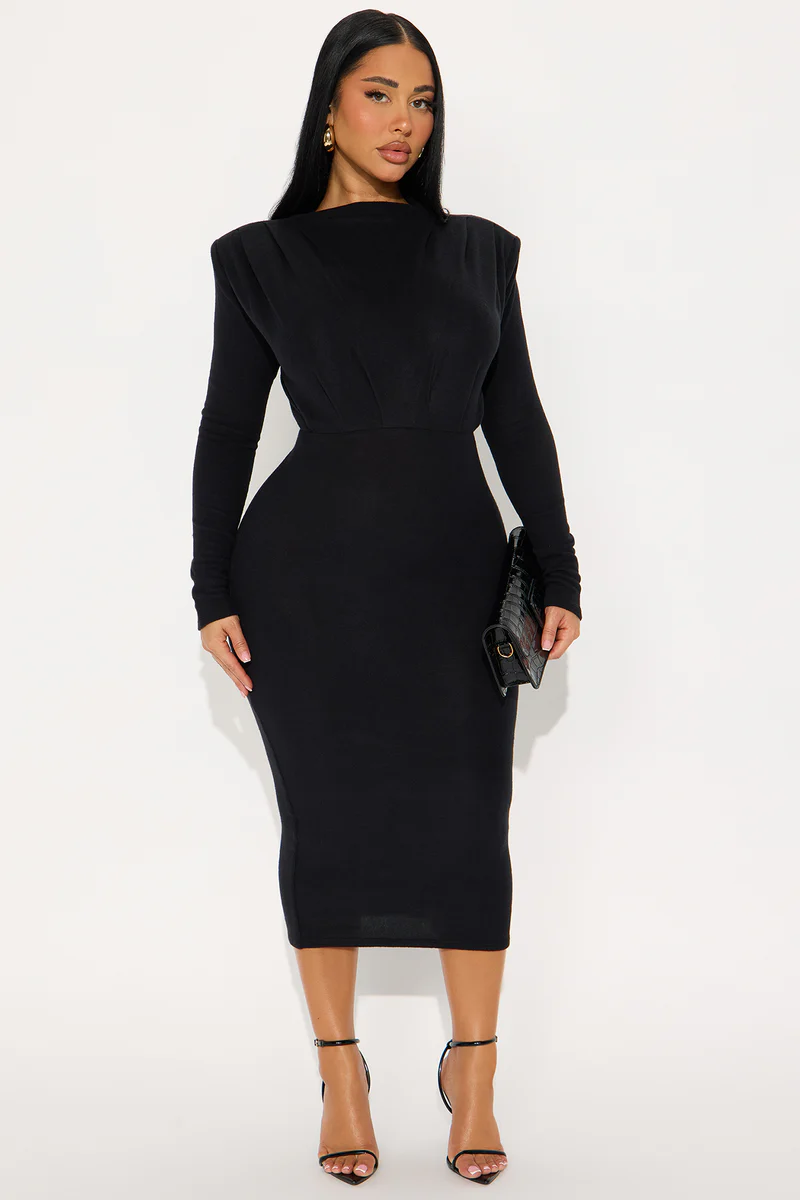 Calista Long Sleeve Sweater Midi Dress