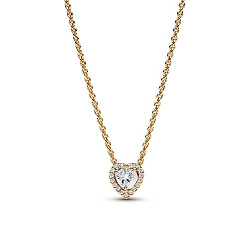 Pandora Ladies’ necklace with halo heart pendant, zirconia, IP gold 368425C01-45