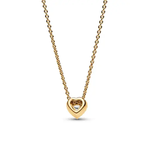 Pandora Ladies' necklace with halo heart pendant, zirconia, IP gold 368425C01-45