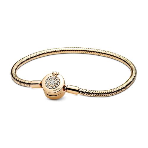 Pandora Snake Links Bracelet Crown O for Ladies, gold 569046C01