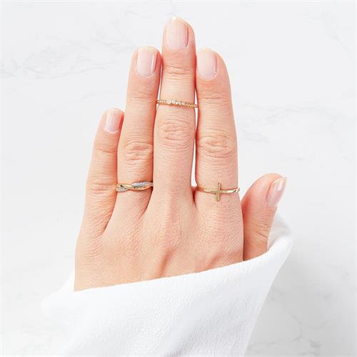 Unique Gold Ring 8ct Silver Gold Twist Zirconia