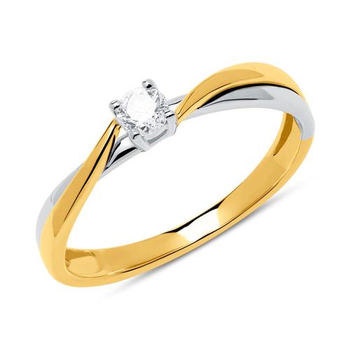Unique Engagement Ring in 14ct Yellow and White Gold with diamond