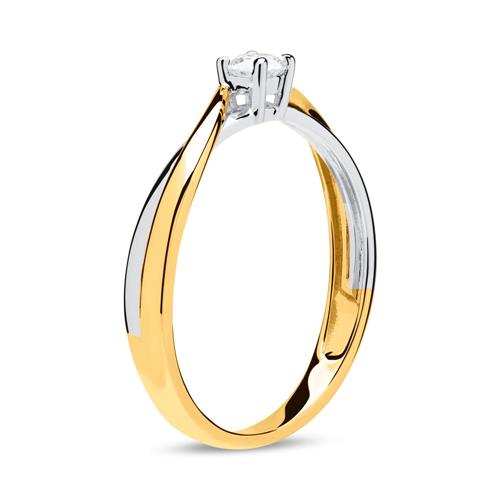 Unique Engagement Ring in 14ct Yellow and White Gold with diamond