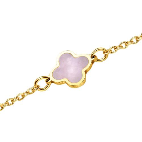 Unique 14K gold bracelet for ladies with mother-of-pearl flowers GB0035