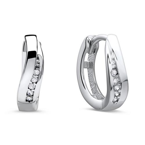 Unique 8ct white gold hoops zirconia stones