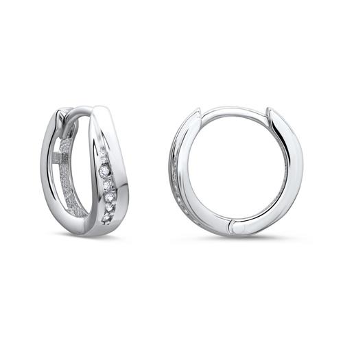 Unique 8ct white gold hoops zirconia stones
