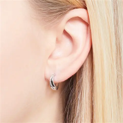 Unique 8ct white gold hoops zirconia stones