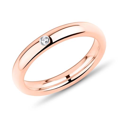 Unique Rosegold-Plated Wedding Rings stainless steel stone trimming