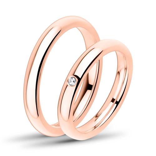 Unique Rosegold-Plated Wedding Rings stainless steel stone trimming