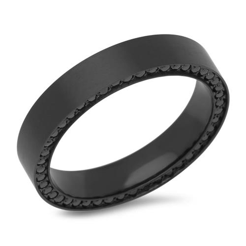 Unique Black Wedding Rings with zirconia 4,5mm wide