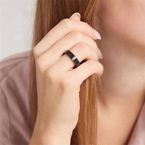 Unique Black Wedding Rings with zirconia 4,5mm wide