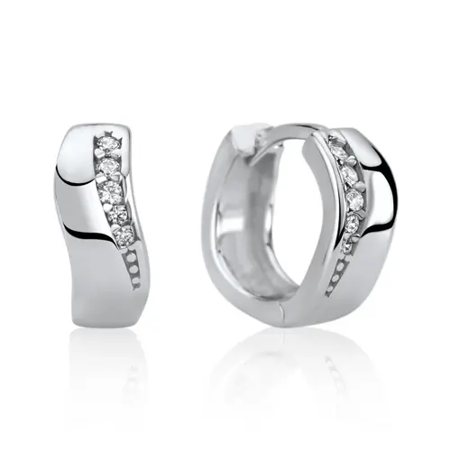 Unique Modern Folding Hoops made of sterling silver zirconia