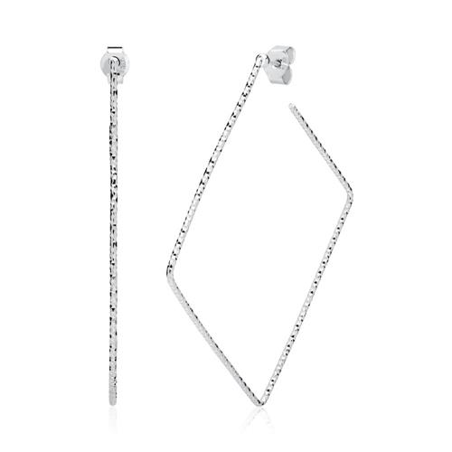 Unique Sterling Silver 65mm Hoops Square