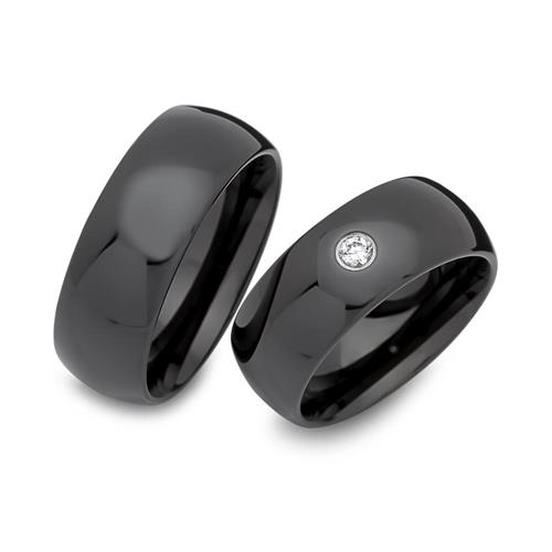 Unique Polished Tungsten Wedding rings black