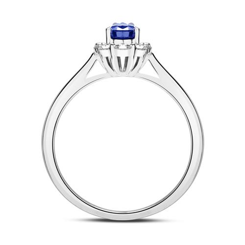 Unique Sapphire Ring in 585 white gold with diamonds