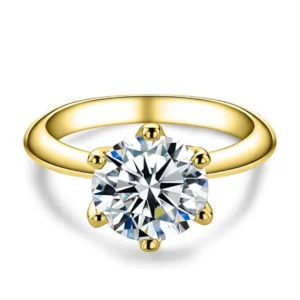 Loratta  Brilliant Gold Solitaire Ring in 18k Gold Plated Moissanite